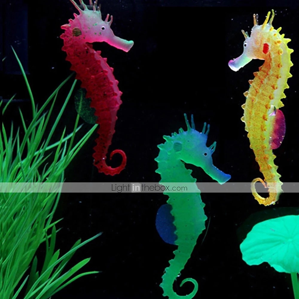 Cute Glow In The Dark Luminous Sea Horse Hippocampus Aquarium Fish Tank Decor 