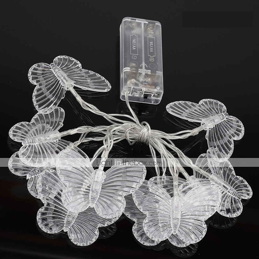 3m 20leds fjärilsgirland fairy lights, batteridrivna 1,5m 10leds ljusslingor perfekta för jul, utomhusträdgård, bröllop, födelsedagar &amp; flickrumsinredning 2025 - $13.49 –P6