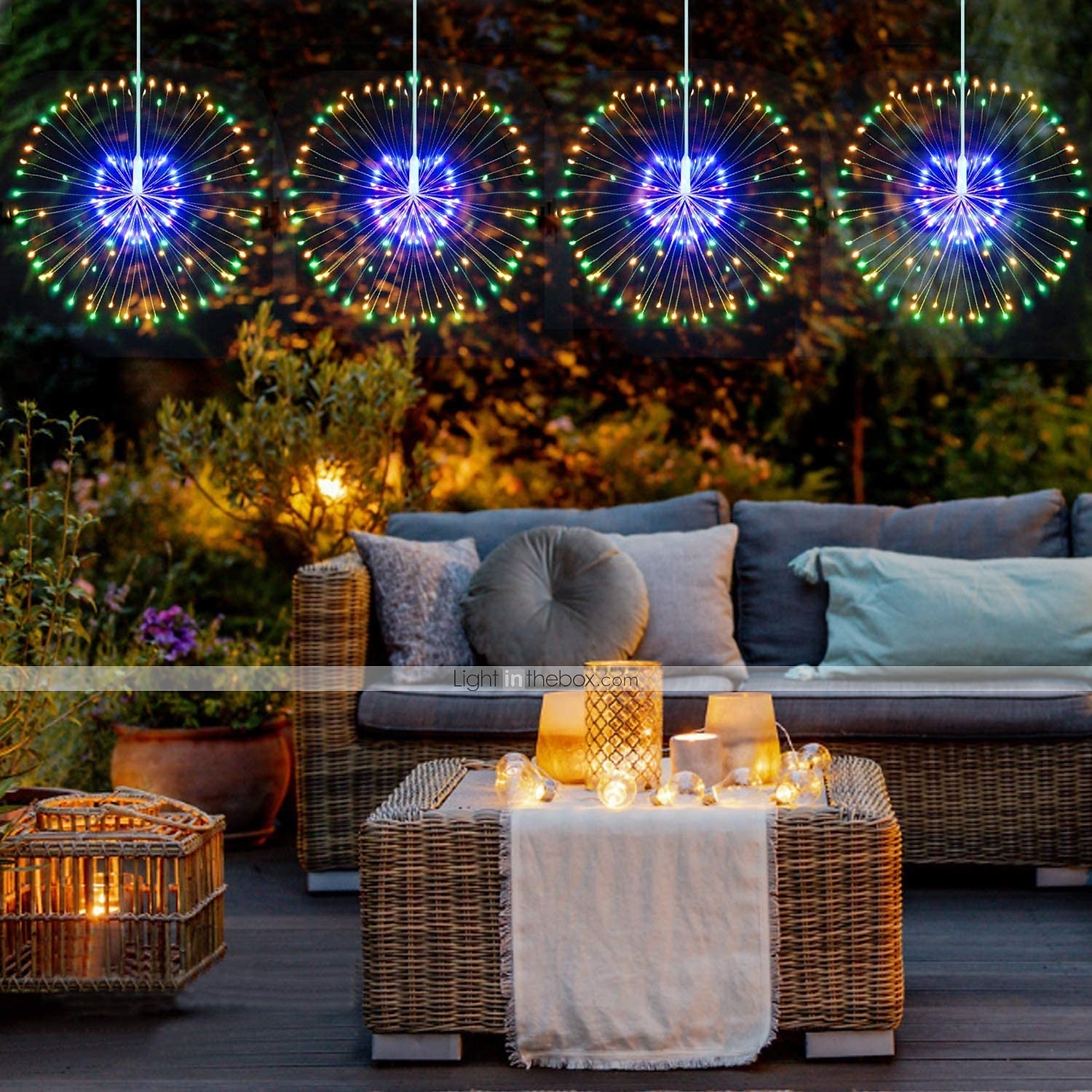 led אורות נצנצים starburst diy חיצוני עמיד למים אורות מחרוזת פיות 8 מצבים עם שלט רחוק למסיבת חתונה עיצוב חדר שינה לחג המולד 4 חבילות 2 חבילות 1 חבילה 2025 - $20.99 –P4