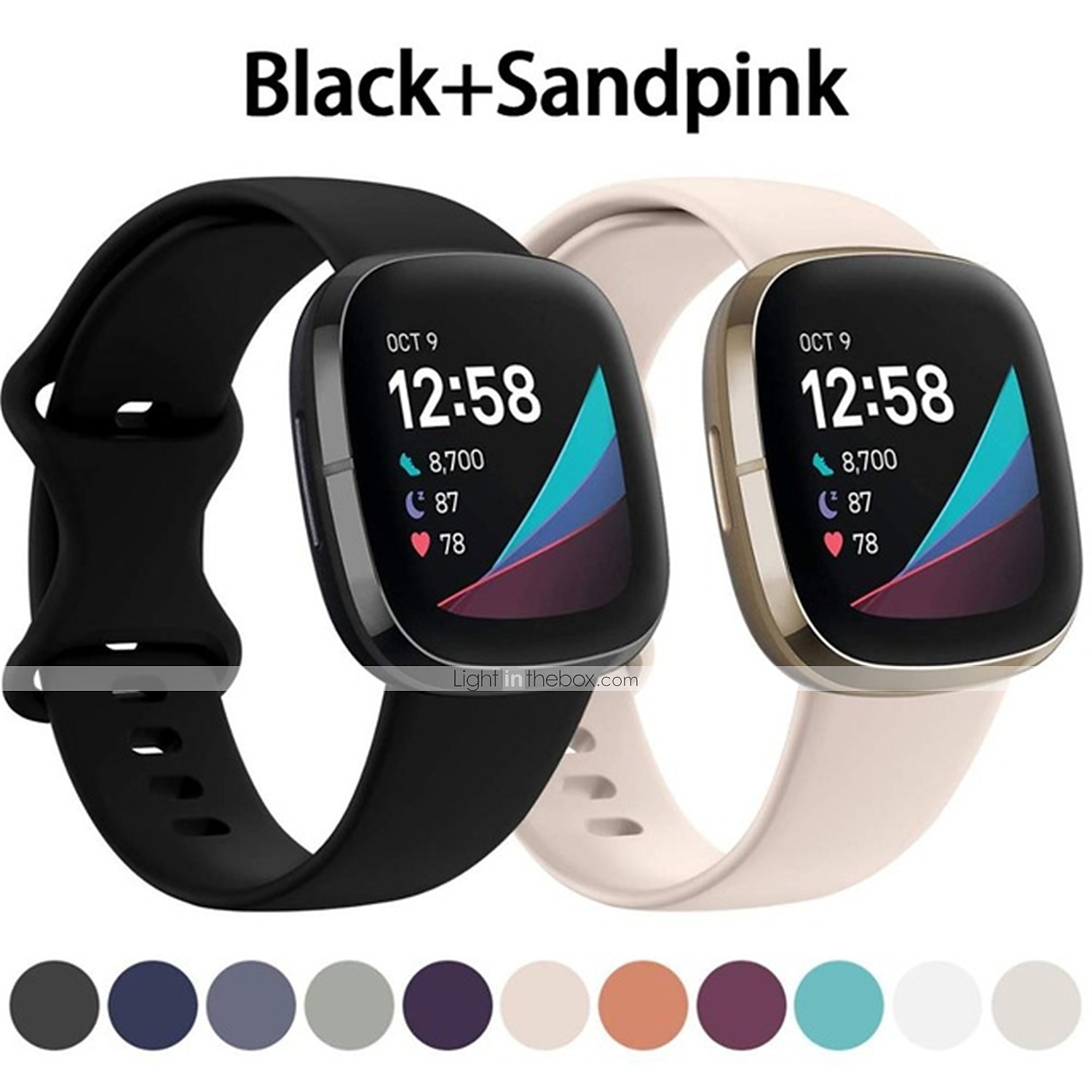 2-pak Slimme horlogeband Compatibel met: Fitbit Versa 4 Sense 2 Versa 3 Sense Zachte siliconen Smartwatch Band Waterbestendig Verstelbaar Ademend Sportband Vervanging Polsbandje 2026 - $11.99 –P20