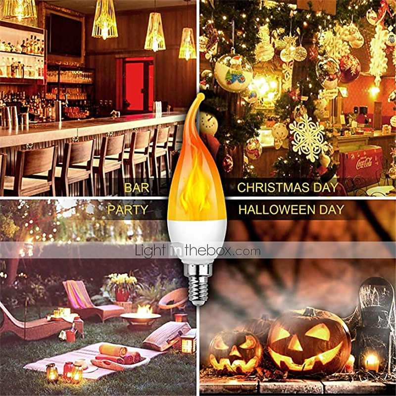 E14 3w Fire Flame Light Bulbs 3 Mode Candelabra  Warm White Chandelie Candle Light for Halloween Christmas Party Decorations C35 C35L 85-265V 2026 - $14.49 –P6