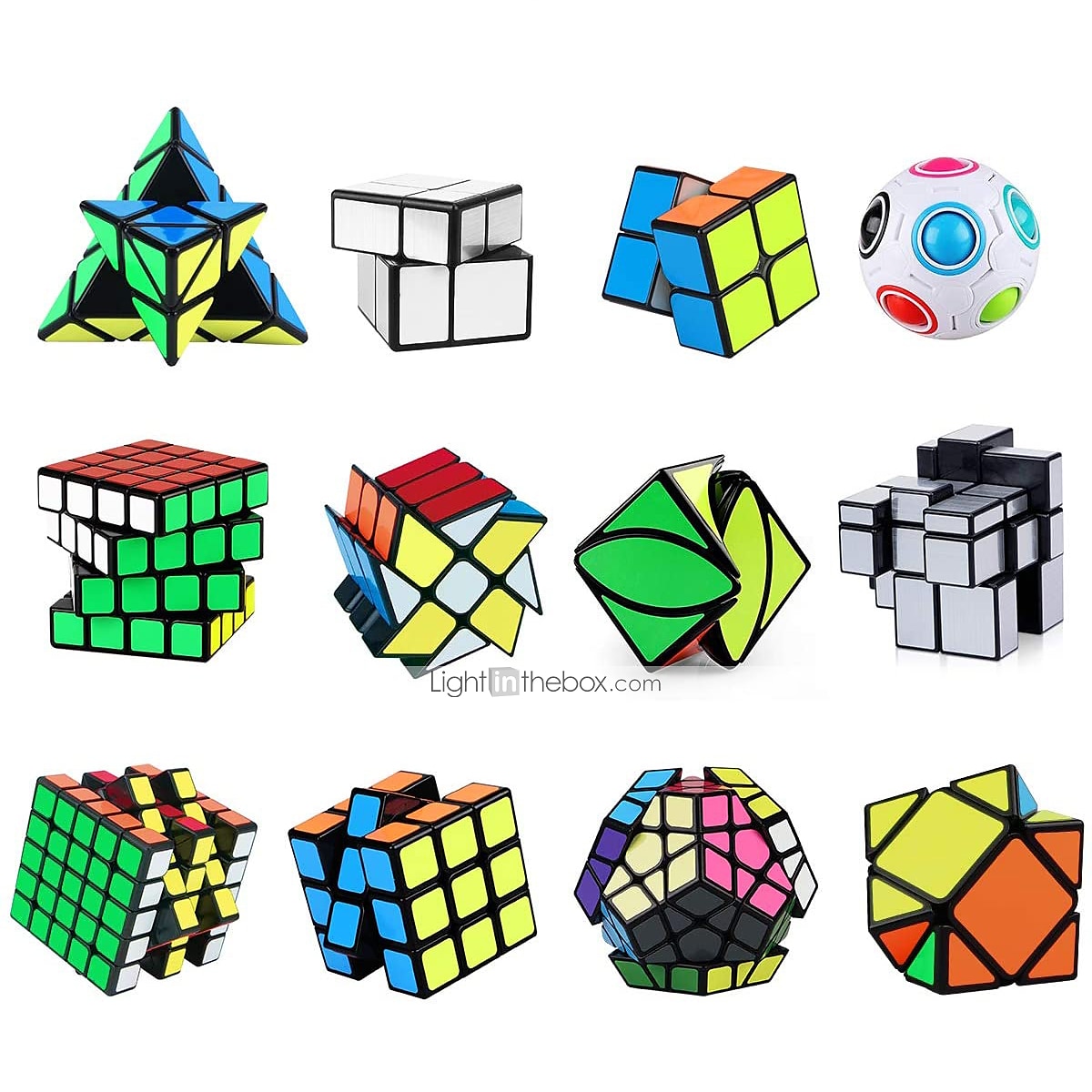 12 Pack Speed Cube Set Cube Bundle 2x2 3x3 Pyramid Megaminx Skew Cubes 