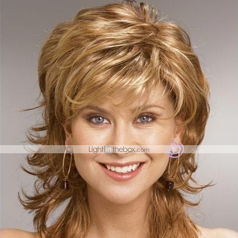 perruques blondes pour femmes perruque synthétique coupe de cheveux en couches bouclés avec une frange perruques courtes avec une frange de 2025 ? $28.99 –P5