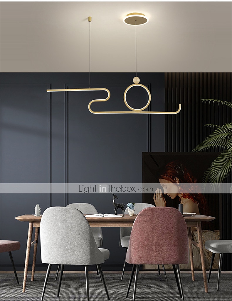 90 cm LED Pendant Light Nordic Island Style Extremely Simple Modern Gold Black Atmosphere Personality Dining Table Long Bar Taipei European Office Restaurant 2025 - $299.99 –P3