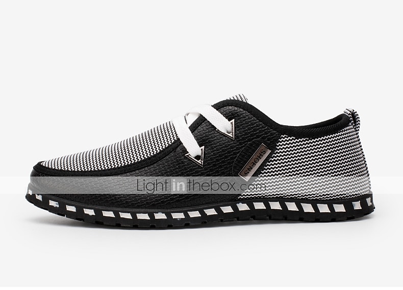schwarz-weiße gewebte Slip-On-Freizeitschuhe für Herren für Komfort und Stil 2025 - $32.99 –P2