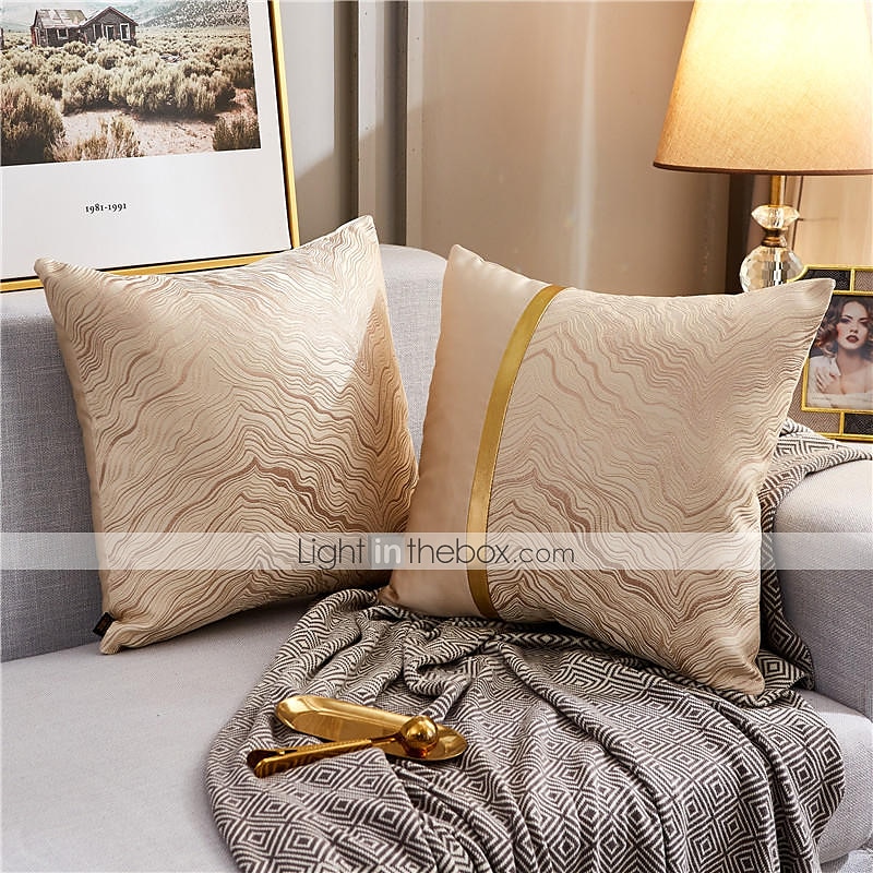Almofadas decorativas textura cor combinando linha dourada jacquard bordado capa de almofada sala de estar quarto sofá capa de almofada almofada ao ar livre para sofá cama cadeira de 2025 por $19.99 –P17