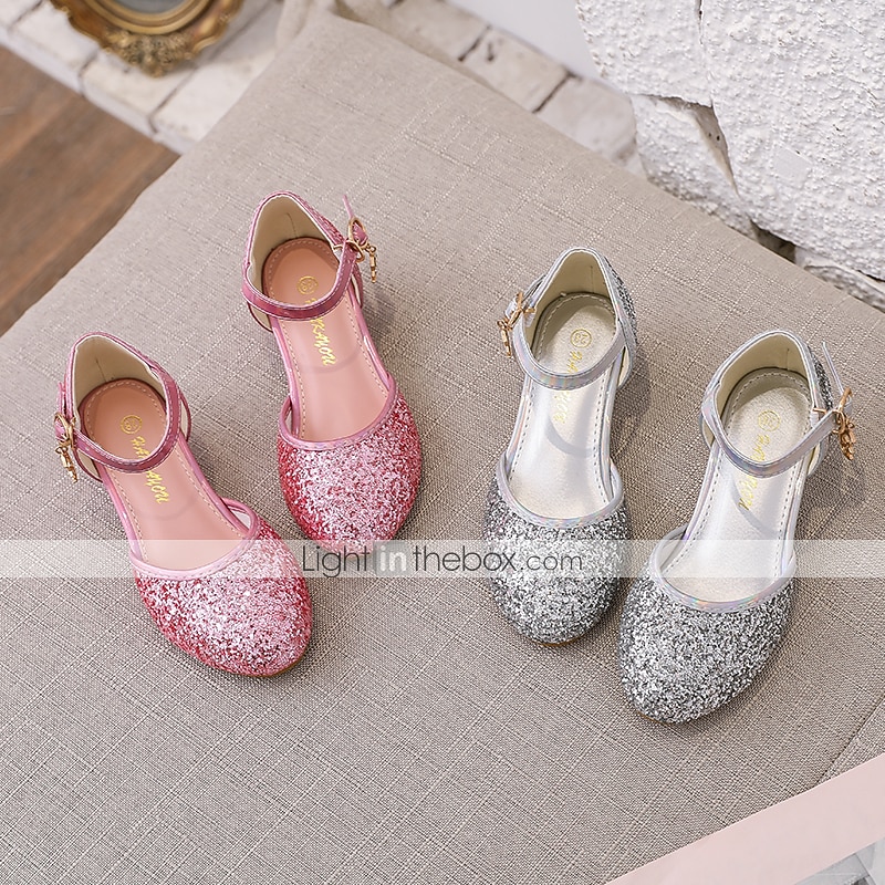 Girls' Heels Party Princess Shoes Glitters Rubber PU Little Kids(4-7ys) Big Kids(7years +) Daily Party & Evening Walking Shoes Rhinestone Buckle Sequin White Dusty Rose Blue Fall Spring 2025 - $46.99 –P2