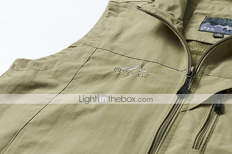 Voor heren Vissersvest Wandelvest Mouwloos Overkleding Rits top Buiten waterdicht Winddicht Ultralicht (UL) Ademend Chinlon Zwart Leger Groen Grijs Jagen Vissen Klimmen / Sneldrogend / Multi Pocket 2025 - $21.99 –P15