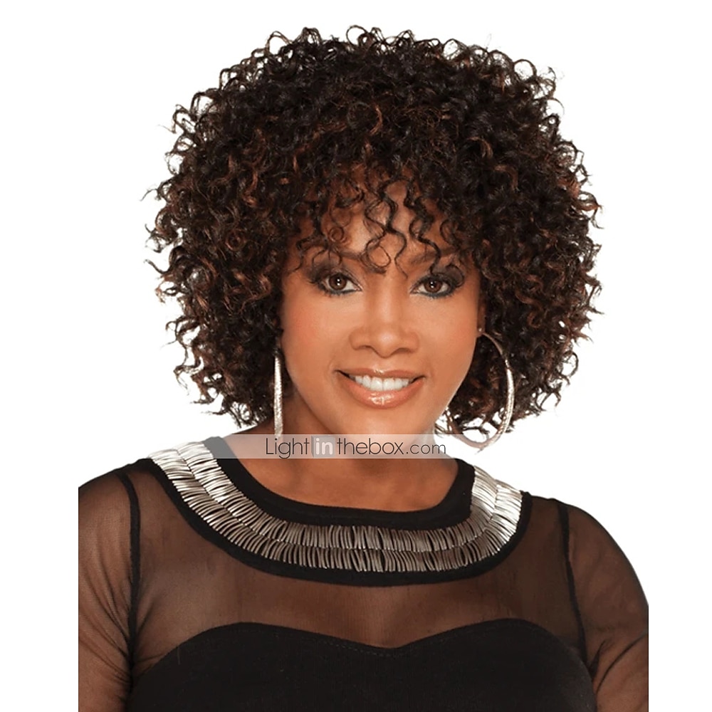 parrucche marroni per le donne parrucca sintetica parrucca afro riccia asimmetrica capelli corti neri sintetici design alla moda delle donne squisito comodo nero del 2025 a $29.99 –P1