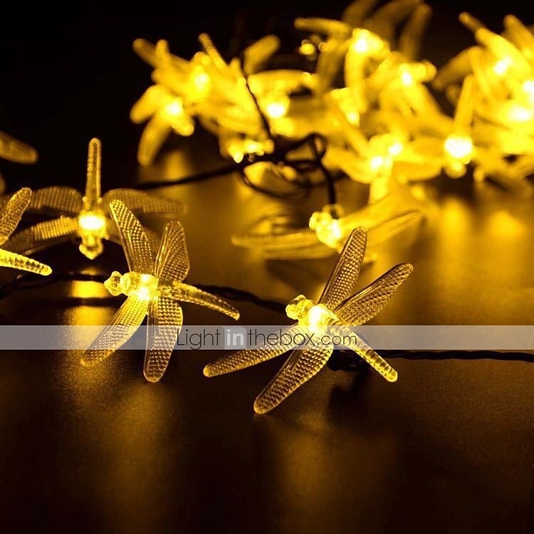 Dragonfly Solar String Lights Outdoor 6.5M 30LEDs Waterproof Solar Fairy Lights 8 Modes Decorative Lights for Patio Garden Yard Fence Wedding Christmas Party Warm White RGB Multicolor 2025 - $33.99 –P5