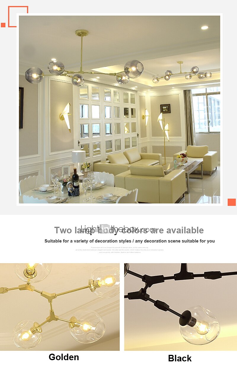 Multi Heads Magic Bean Chandelier Warm White Light Creative Art Modern Living Room Lamp Heteromorphic Nordic Simple Molecular Glass Ball Dining Room AC110V AC220V 2026 - $287.89 –P3