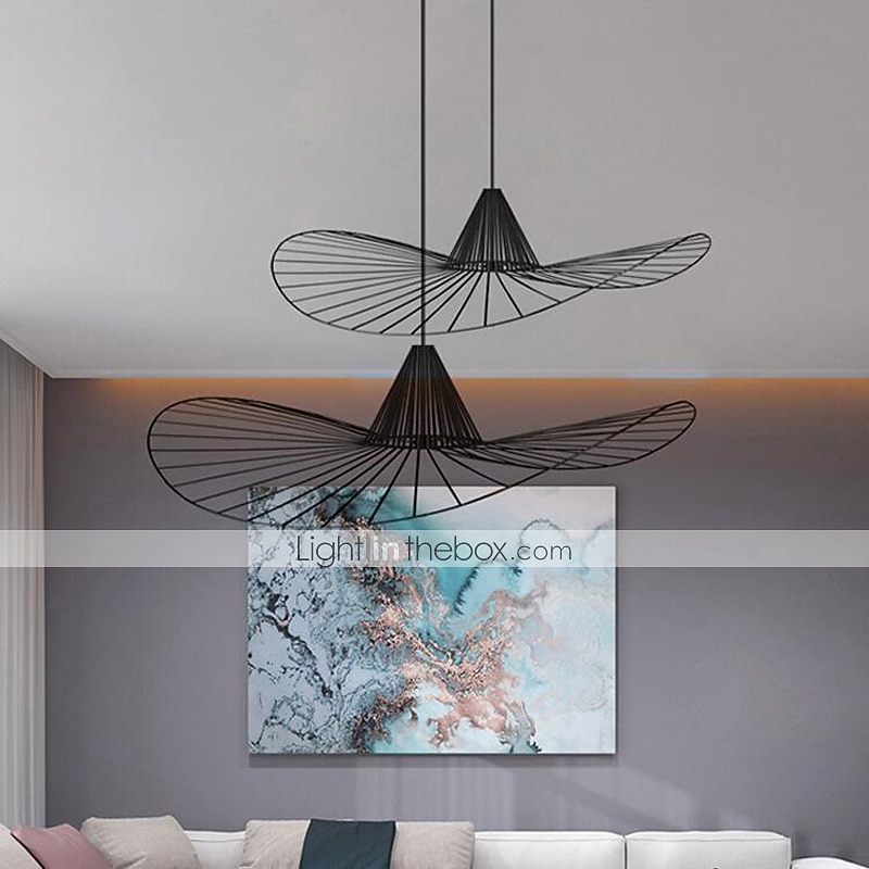 led přívěsek světlo moderní severský personalizovaný dekorativní lustr minimalismus železné řemeslo e27 černý slaměný klobouk lehká móda ac110v 220v 2025 - $229.99 –P3
