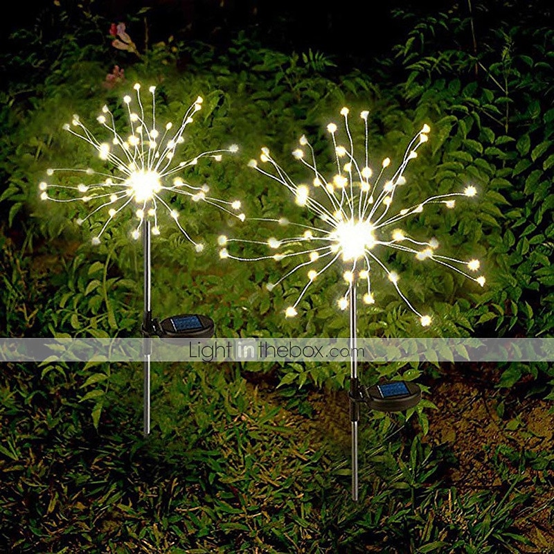 lumini solare pentru căi de artificii în aer liber 2x 1x lumini cu led pe țăruș pentru pasarelă grădină curte decor peisaj 120 led-uri zâne lumină de Crăciun pentru grădină stradă curte gazon 2025 - $15.99 -P15