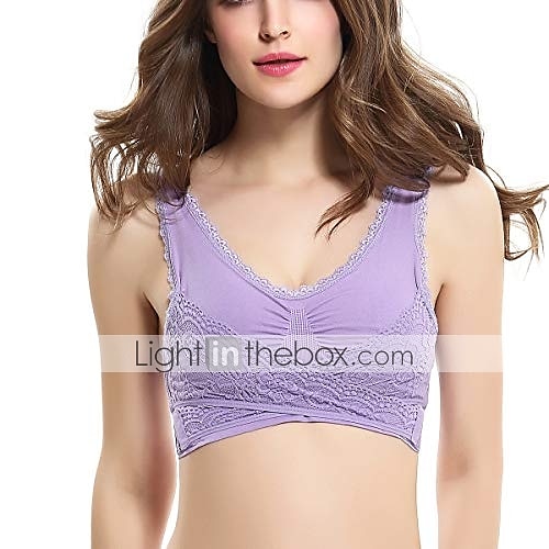 Sujetadores deportivos de encaje de gran tamaño para mujer, sujetador sin aros con hebillas laterales cruzadas en la parte delantera, ropa deportiva para hacer yoga y hacer ejercicio en casa 2025 - $11.49 –P6