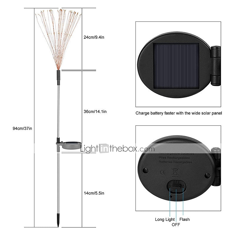 Solar Fireworks Lights Pathway Lights Outdoor 2x 1x LED Stake Lights for Walkway Garden Backyard Landscape Decoration 120LEDs Fairy Christmas Light for Garden Street Yard Lawn 2026 - $18.99 –P1