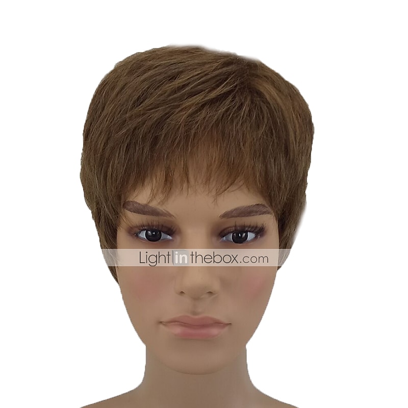 Parrucche sintetiche Parrucchini Liscio Taglio corto spettinato Parrucca Corto Marrone chiaro Capelli sintetici 8 pollice Per uomo Resistente al calore Marrone hairjoy del 2025 a $24.99 –P1