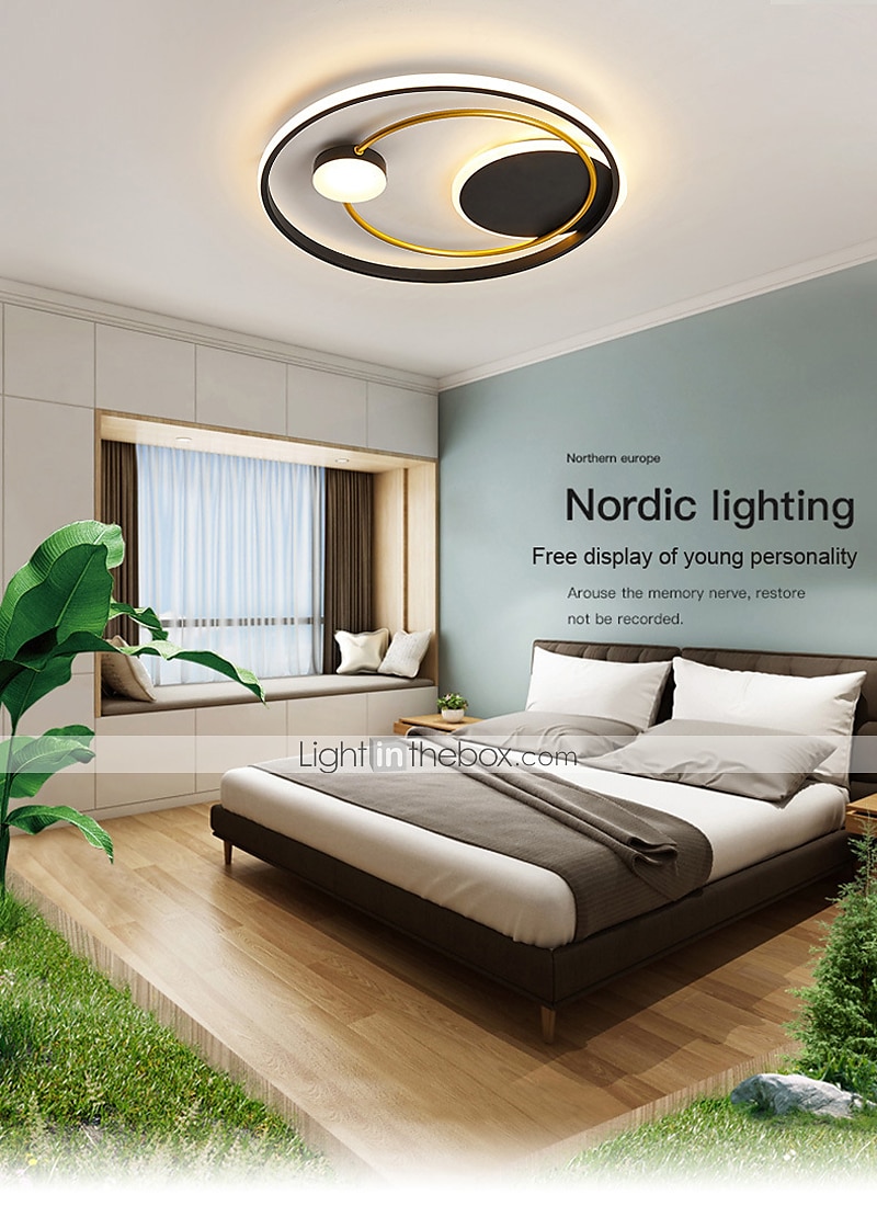LED Ceiling Light 42cm 52cm Nordic Art Acrylic LED Bedroom Ceiling Lamp Gold Black Circular Multi Circle LED Ceiling Light Luxury AC220V 2025 - $211.69 –P9