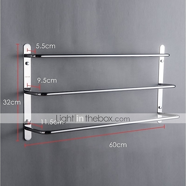 вешалка для полотенец для ванной, хромированная, многослойная, новый дизайн, ванна из нержавеющей стали, 3 стержня, вешалка для полотенец, настенная, серебристая, 1 шт. 2025 - $71.99 –P12