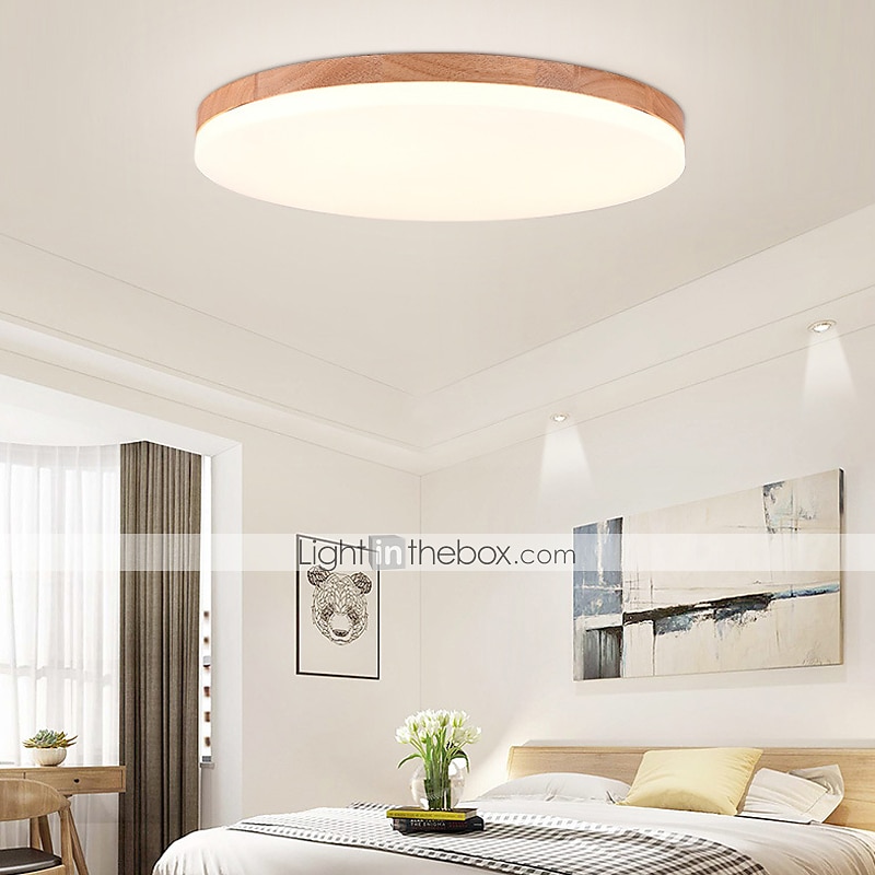 26/38/48 cm LED Ceiling Light Nordic Wood Round Design Flush Mount Lights Nature Inspired 110-120V 220-240V 2025 - $105.99 –P10