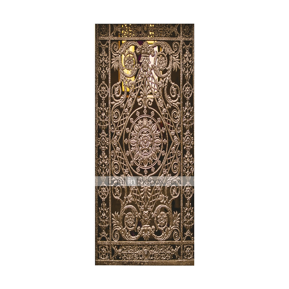 Pegatinas de puerta creativas autoadhesivas de puerta de hierro forjado dorado, pegatinas de pared impermeables decorativas diy para el hogar, 77*200cm para dormitorio y sala de estar 2025 - $29.99 –P9