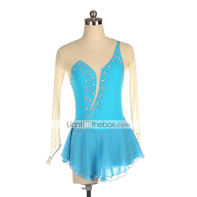 Kunstschaatsjurk Dames Voor meisjes Schaatsen Jurken Zwart Geel Roze Netstof Spandex Hoge Elasticiteit Opleiding Wedstrijd Kunstschaatskleding Kristal / Bergkristal Lange mouw Schaatsen Kunstschaatsen 2026 - $112.99 –P7