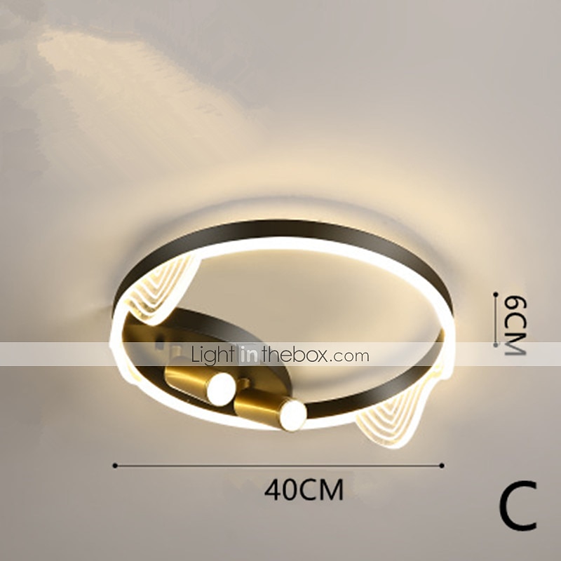 40cm LED Ceiling Light Nordic Modern Black Gold Circle Design Flush Mount Lights Metal Painted Finishes Nature Inspired 220-240V 2025 - $169.99 –P12