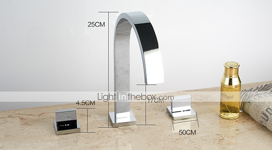 Two Handles Three Holes Bathtub Faucet - Contemporary Chrome Roman Tub Ceramic Valve Bath Shower Mixer Taps 2026 - E£10477.01 –P11