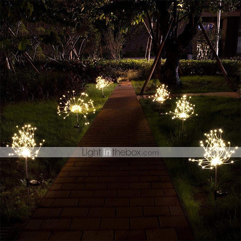 lumini solare pentru căi de artificii în aer liber 2x 1x lumini cu led pe țăruș pentru pasarelă grădină curte decor peisaj 120 led-uri zâne lumină de Crăciun pentru grădină stradă curte gazon 2025 - $15.99 -P9