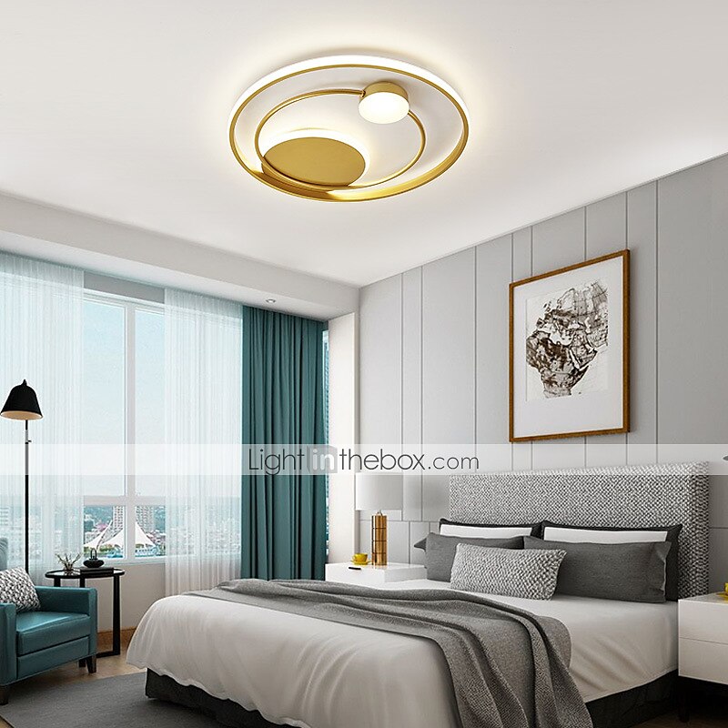 ledet taklampe 42cm 52cm nordisk kunst akryl ledet soverom taklampe gull svart sirkulær multi sirkel led taklampe luksus ac220v 2025 - $211.69 –P1