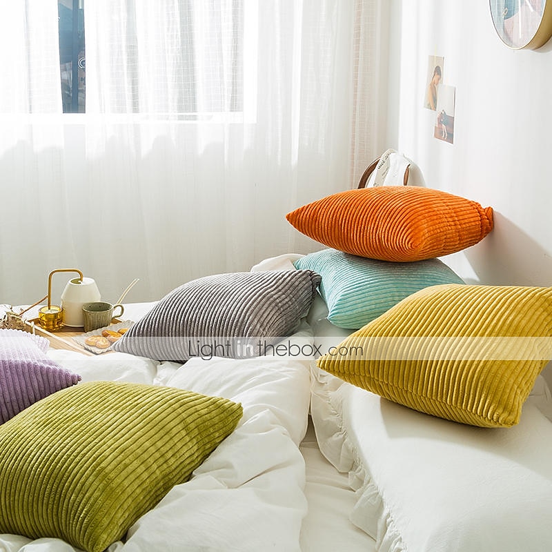 Decorative Toss Pillows Fall Throw Pillow Covers Simple Northern Europe Short Plush Solid Colored Home Office Pillow Case Cover Living Room Bedroom Sofa Cushion Cover Pink Blue Sage Green 2025 - AU $29.99 –P2