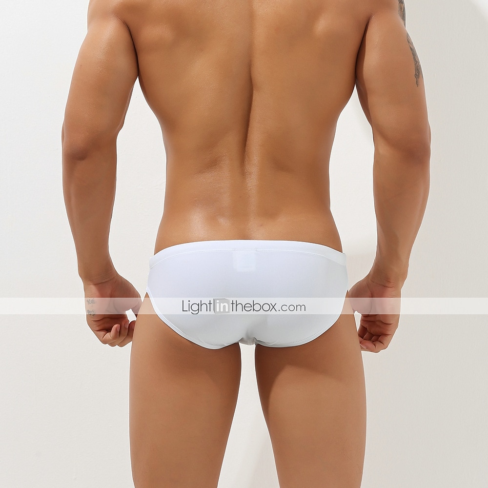 Férfi Fürdőruha Úszórövid Kivágott Egyszínű Tengerpart Úszómedence Sportos Szexi Világoskék Fekete Mikroelasztikus 2026 - $20.99 –P4