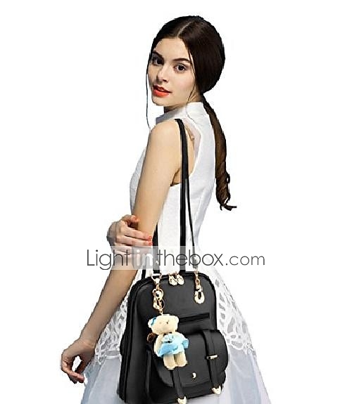 Per donna Zaino per la scuola zaino Esterno Giornaliero Viaggi Tinta unica pelle sintetica Massima capacità Bottoni Cerniera Blu chiaro Grigio chiaro Vino del 2025 a $34.99 –P8