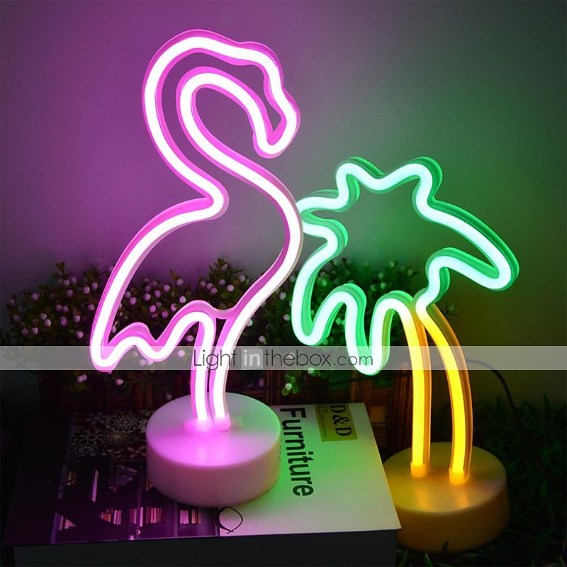 Flamingo Coconut Tree Cactus Decoration Light Night Light New Year's Xmas Decoration AA Batteries Powered USB 1pc 2025 - $35.99 –P2