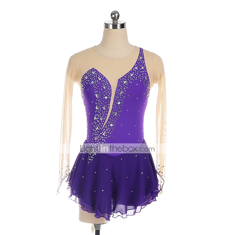 Kunstschaatsjurk Dames Voor meisjes Schaatsen Jurken Zwart Geel Roze Netstof Spandex Hoge Elasticiteit Opleiding Wedstrijd Kunstschaatskleding Kristal / Bergkristal Lange mouw Schaatsen Kunstschaatsen 2026 - $112.99 –P13
