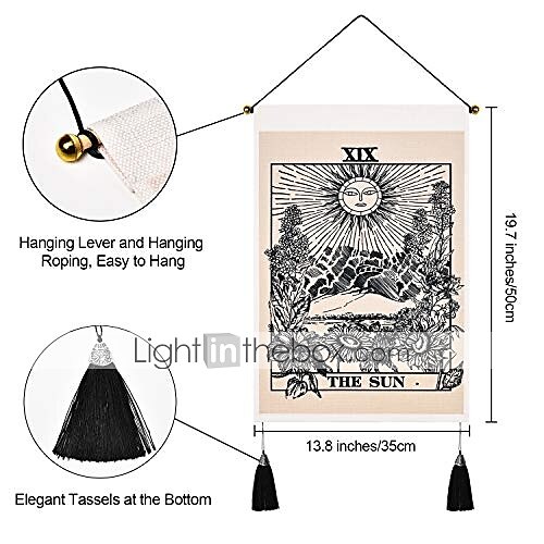 Boho-Packung mit 3 Tarot Weissagung gewebte böhmische Wandteppiche Kunstdekor Decke Vorhang zum Aufhängen Zuhause Schlafzimmer Wohnzimmer Dekoration nordische Baumwolle Leinen Quaste Mond Sterne 2025 - $34.99 –P6