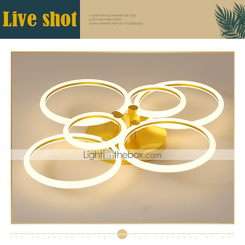 led plafondlamp cirkel ring nordic goud acryl 2 3 5 6 hoofden buitenverlichting woonkamer plafondlamp eenvoudige moderne kunst plafondlamp luxe led slaapkamer licht ac220v 2025 - $387.82 –P4