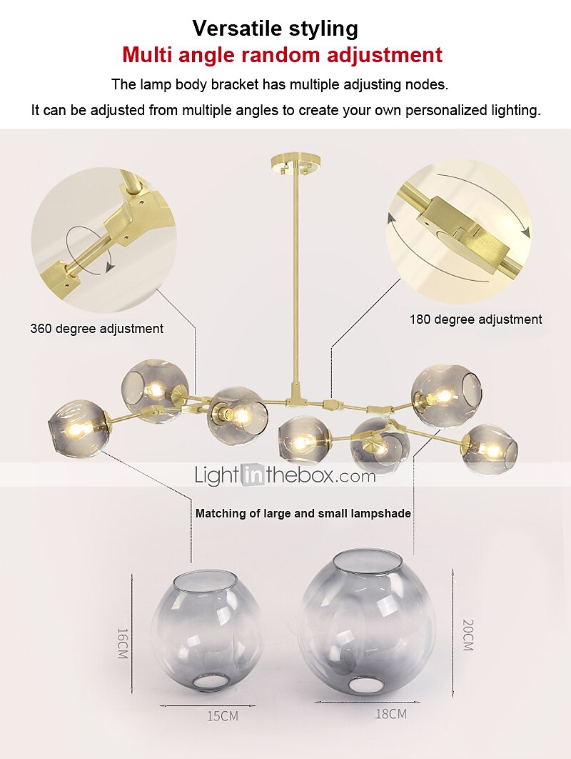 Multi Heads Magic Bean Chandelier Warm White Light Creative Art Modern Living Room Lamp Heteromorphic Nordic Simple Molecular Glass Ball Dining Room AC110V AC220V 2026 - $287.89 –P6