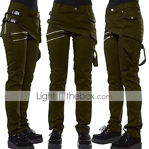 women's  gothic pants zipper pockets rivet steampunk trousers rock style pants new 2023 - US $39.99 –P6