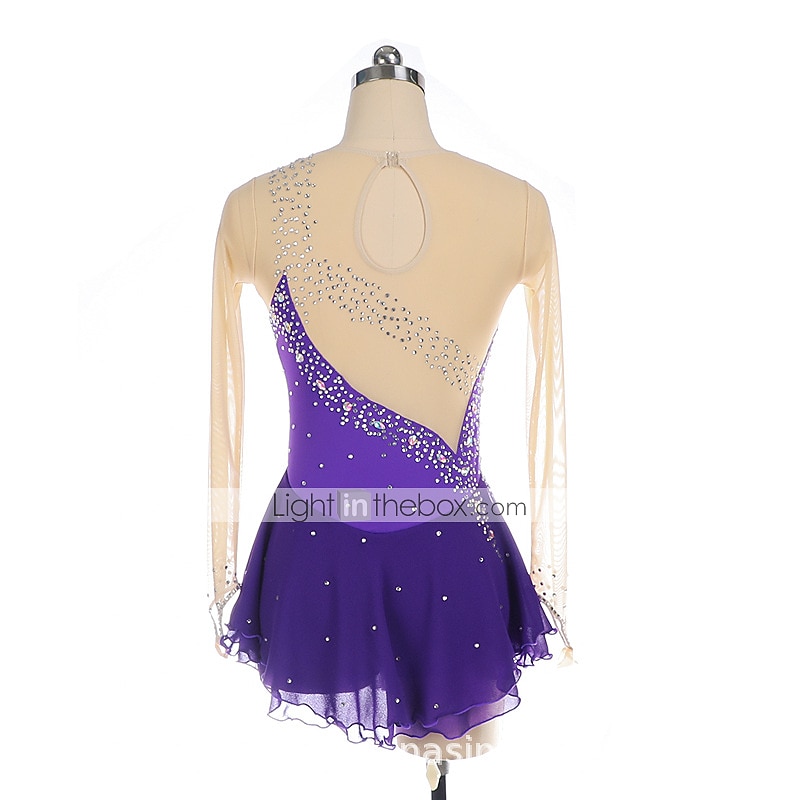 Kunstschaatsjurk Dames Voor meisjes Schaatsen Jurken Zwart Geel Roze Netstof Spandex Hoge Elasticiteit Opleiding Wedstrijd Kunstschaatskleding Kristal / Bergkristal Lange mouw Schaatsen Kunstschaatsen 2026 - $112.99 –P14