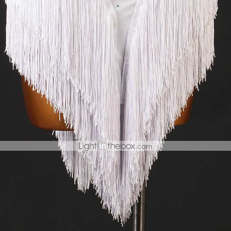 baile salsa baile latino vestido con flecos borla apliques articulación dividida mujer damas entrenamiento rendimiento sin mangas alto chinlon / jazz 2025 - $136.99 –P4
