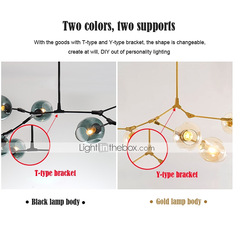 Multi Heads Magic Bean Chandelier Warm White Light Creative Art Modern Living Room Lamp Heteromorphic Nordic Simple Molecular Glass Ball Dining Room AC110V AC220V 2026 - $287.89 –P1