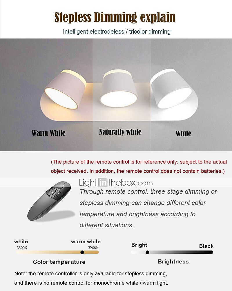 Lightinthebox Double Sided Light-emitting Indoor Wall Light LED Dimmable Rotatable Wall Lamp Nordic Modern Creative Bedroom Bedside Hotel Living Room AC110-240V 2025 - $70.99 –P2