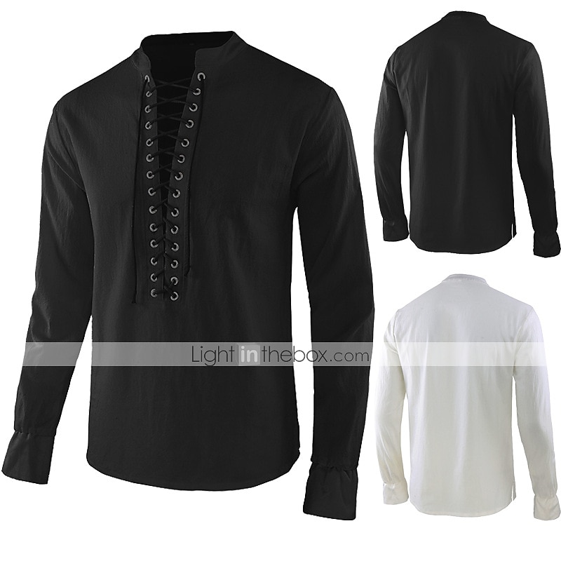 Retro Vintage Punk & Gothic Medieval Blouse / Shirt Masquerade Tuxedo Vampire Knight Ritter Viking Men's Pirate Fantasy Steampunk Halloween Carnival Masquerade Party Halloween Adults' Shirt 2025 - $35.99 –P1