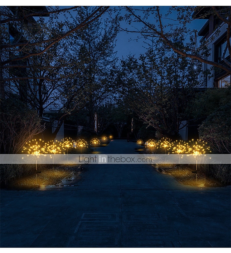 lumini solare pentru căi de artificii în aer liber 2x 1x lumini cu led pe țăruș pentru pasarelă grădină curte decor peisaj 120 led-uri zâne lumină de Crăciun pentru grădină stradă curte gazon 2025 - $15.99 -P10