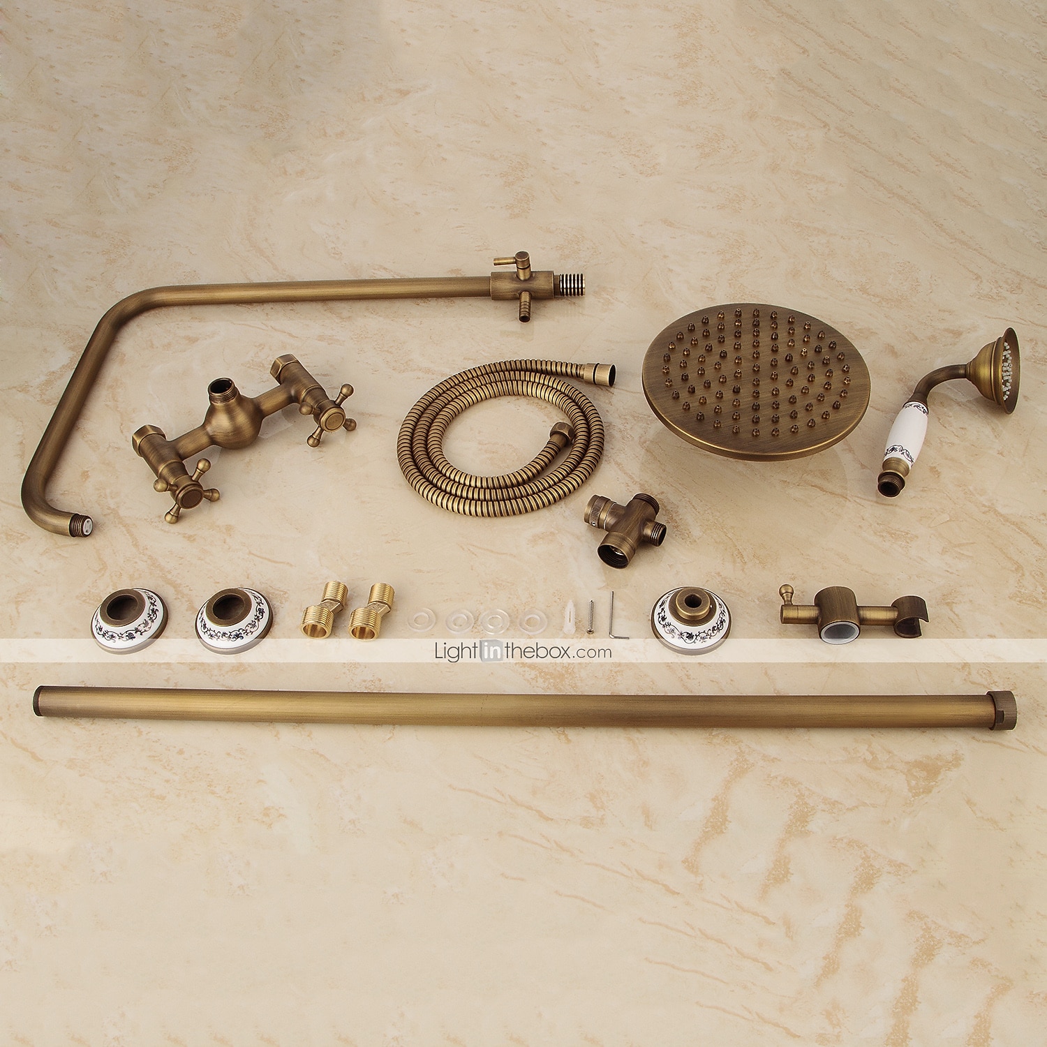 Shower Faucet,Shower System/Rainfall Shower Head System Set Handshower Included pullout Rainfall Shower Vintage Style/Country Brass Mount Outside Ceramic Valve Bath Shower Mixer Taps 2026 - $307.79 –P1