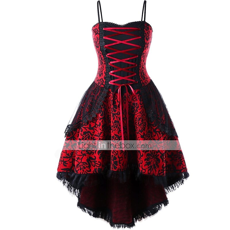 summer cotton dress Full length 100% Cotton Summer Dress Renaissance Faire Chemise Red