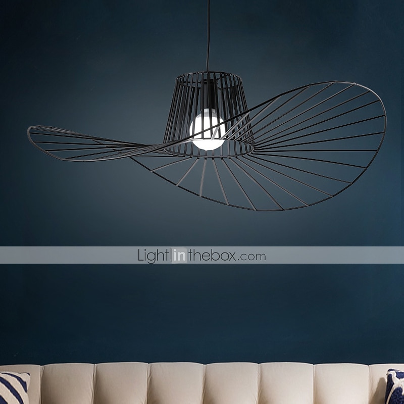 led přívěsek světlo moderní severský personalizovaný dekorativní lustr minimalismus železné řemeslo e27 černý slaměný klobouk lehká móda ac110v 220v 2025 - $229.99 –P5