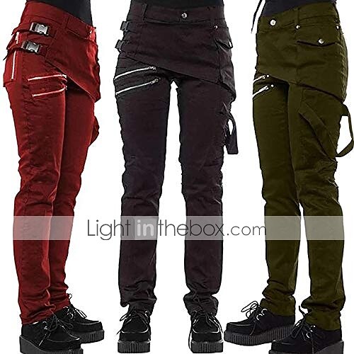 women's  gothic pants zipper pockets rivet steampunk trousers rock style pants new 2023 - US $39.99 –P4