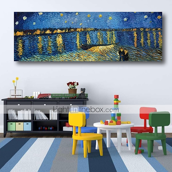 käsinmaalattu van goghin museon laatuinen öljymaalaus - abstrakti maisema tähtitaivas rhone modernin suuren valssatun kankaan yli 2026 - $187.99 –P3