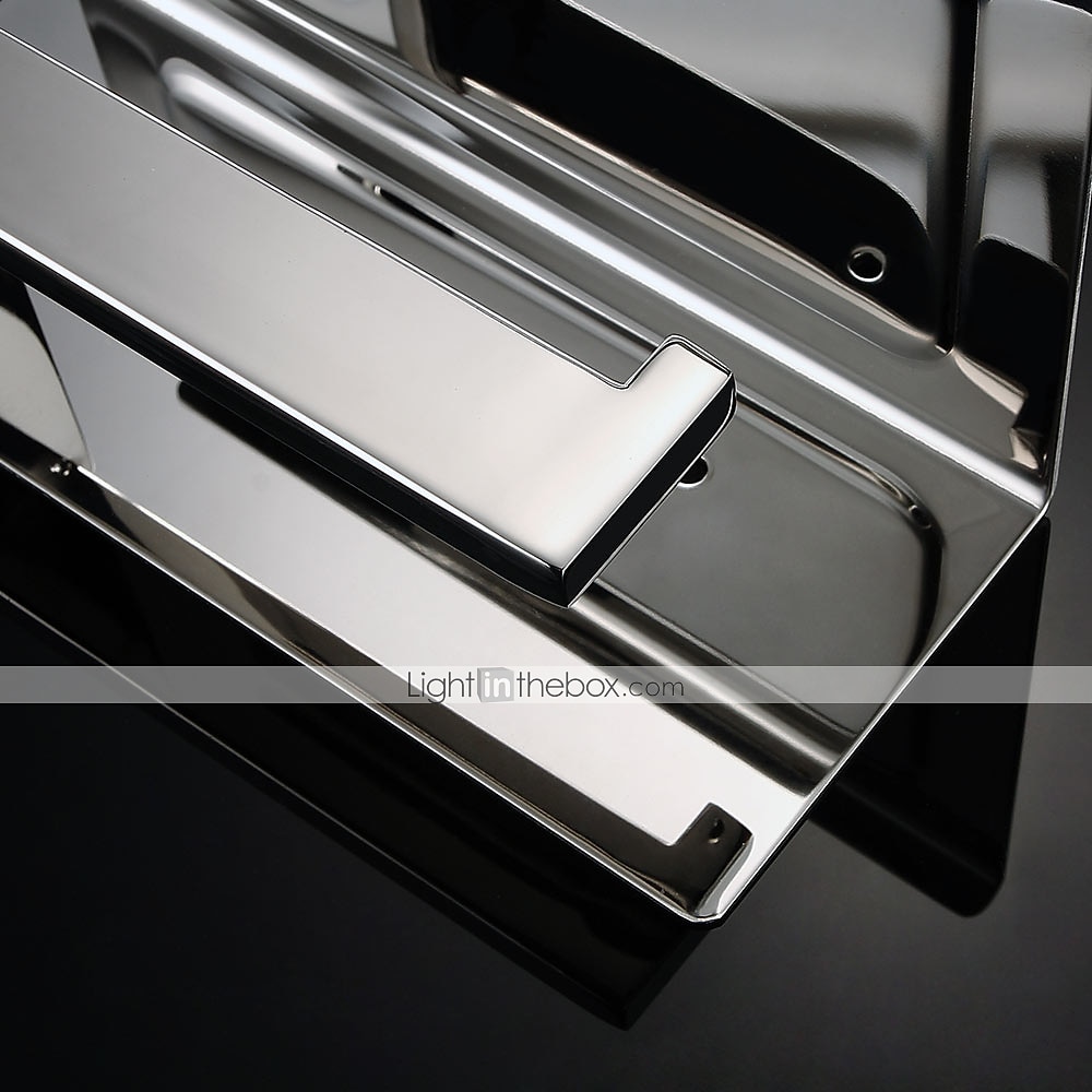 accessorio bagno porta accappatoio, portasalviette, portasciugamani, porta carta igienica in acciaio inox con ripiano portacellulare argento lucido a specchio del 2025 a $27.99 –P6